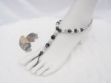 Load image into Gallery viewer, Black and Silver swirls Barefoot Jewels