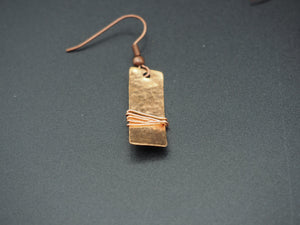 Copper hammered earrings