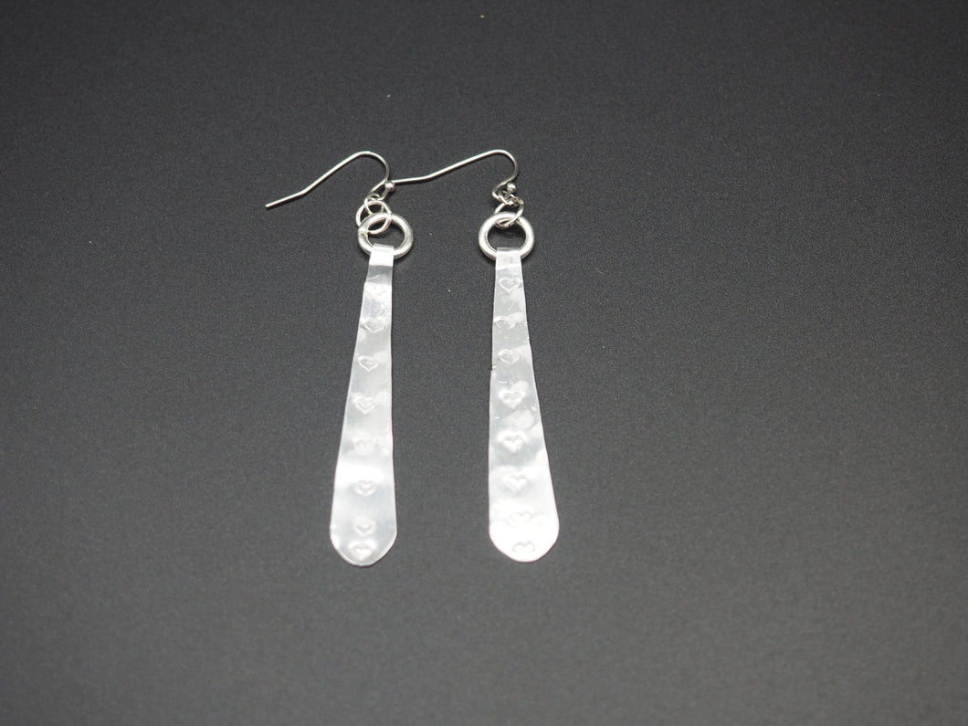 Silver Heart stamped dangles