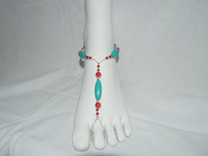 Turquoise and coral colors Barefoot Jewels