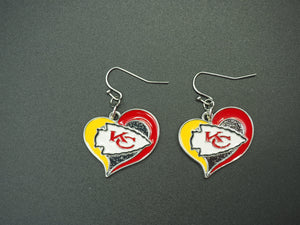 KC NFL football Heart earring